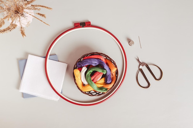 Artist at work with needle and hoop